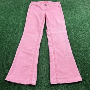 VTG Lei Pink Corduroy Flared Bell Bottoms Low Rise Pants Womens Sz 7 30x30" Y2K